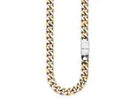 Edelstahlkette Bruno Banani "Schmuck Geschenk Breite Kette Bicolor", Edelstahlfarben, Gelbgoldfarben, Halsketten, Herren, Edelstahl, L: 55 B: 12Mm, Edelstahlkette, B:12Mm