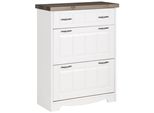 Schuhkommode Otto Home "Trinidad Antique", Grau (Weiß, Grau), B:85Cm H:109Cm T:37Cm, Massivholz, Sideboards, Schuhkommode, Aus Massiver Kiefer, Fsc Zertifiziert, Breite 85 Cm