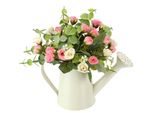 Kunstblume I.Ge.A. "Wildrosen-Busch In GießKanne", Rosa (Weiß, Rosa), B:20Cm H:20Cm L:14Cm, Polyester, Kunstpflanzen, Rose KüNstlich Kunstrose Blume Hochzeitsdeko Tischdeko Blumendeko Deko