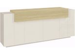 Sideboard Home Affaire "Coro, Kommode, Schrank, Kredenz, Grifflos Mit EinlegeböDen", Eiche Chopin, Kaschmir, B:200Cm H:85,6Cm T:45Cm, Sideboards, Sideboard, 1 Klappe,4 TüRen, Doppeltiefe, B/T/H 200X45X85,6Cm