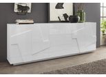 Sideboard Home Affaire "Ping", Weiß (Weiß Hochglanz Lack), B:224Cm H:86Cm T:44Cm, Sideboards, Sideboard, Breite 224 Cm