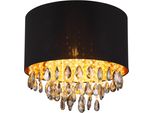 Globo Lighting Deckenleuchte "Coletta", Schwarz, 1 Stk., Leuchten, Deckenlampe/Goldfarben/Glaskristalle/Rauchfarben/Elegant, Deckenleuchte
