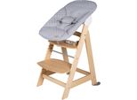 Hochstuhl ROBA Treppenhochstuhl 2-in-1 Set Style, Born Up, Baby, Gr. B/H/T: 45cm x 80cm x 54cm, beige (silbergrau, natur), Stühle Hochstuhl, mit Neugeborenen-Aufsatz
