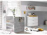 Babymöbel-Set MÄUSBACHER Aarhus, vintage grau, weiß matt lack, B/H: 70cm x 140cm, Holzwerkstoff, Schlafzimmermöbel-Sets, Babymöbel-Set