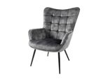 Riess-Ambiente Sessel Scandinavia - Modern Champagner Beige Samt Schwarze Metallbeine Mit Armlehne