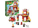 LEGO 10903 DUPLO Feuerwehrwache mit Feuerwehrauto und Feuerwehrmann-Figuren, Motorikspielzeug, Feuerwehr Spielzeug für Kleinkinder, Licht & Geräusche