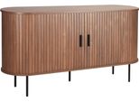 Sideboard MÖBilia, Schwarz (Walnuss, Schwarz), B:140Cm H:76Cm T:40Cm, Melamin, Metall, Sideboards, Sideboard, 2 SchiebetüRen