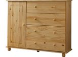 Schubkastenkommode MÖBilia "Chur", Beige (Natur), B:121Cm H:102Cm T:43Cm, Massivholz, Sideboards, Kombikommode