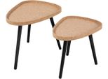 Beistelltisch MÖBilia, Beige (Natur, Schwarz, Natur), B:50Cm H:44Cm T:40Cm, Mdf Mit Kork, Beine Pinie, Tische, Beistelltisch, Tischplatte Aus Kork