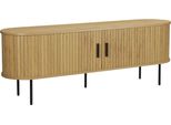 Lowboard MÖBilia, Schwarz (Natur, Schwarz), B:150Cm H:55Cm T:40Cm, Melamin, Metall, Sideboards, Lowboard, 2 SchiebetüRen