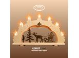Led Schwibbogen Weigla "Weihnachtsmann Auf Schlitten, Lichterbogen, Holz, Made In Germany", Beige (Natur, Braun), B:52Cm H:33Cm T:6Cm, Holzwerkstoff, SchwibböGen, Erzgebirge Garantiert, Weihnachtsdeko Innen, Weihnachtsbeleuchtung