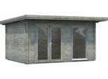 Gartenhaus PALMAKO "Heidi", grau, Fußboden im Gartenhaus, ohne Dacheindeckung, Massivholz, Gartenhäuser, Gartenhaus, 11,7 m², mit Fußboden im Gartenhaus