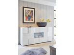 Sideboard Home Affaire "Dama Breite 181, Kommode 2 TüRen U. 2 SchubkäSten, Anrichte", Weiß (Weiß Hochglanz Lack), Sideboards, Sideboard, Front In 3D-Optik, Viel Stauraum, Verschiedene Farben