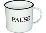 Tasse Ambiente Haus "Becher Pause Aus Emaille In Antikweiß", Weiß, B:14Cm H:10Cm, Emaille, TrinkgefäßE, Tasse