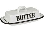 Dose Ambiente Haus "Butterdose Aus Emaille In Antikweiß", Weiß, B:21Cm H:8Cm T:13Cm, Emaille, Aufbewahrungsboxen, Vorratsdose