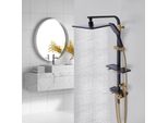 Duschsystem Wand Duscheset mit Thermostat Duscharmatur Regendusche Handbrause Schwarz