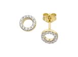 Paar Ohrstecker Jobo, Gelb (Gelbgold 375), Ohrringe, Damen, 6,6Mm, Gelbgold 375, Rund 375 Gold Bicolor Mit 26 Zirkonia
