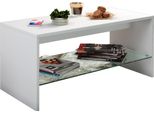 Couchtisch Vcm "Holz Sofatisch Couchtisch Glas Wisal", Weiß, B:90Cm T:40Cm, Tische, Couchtisch