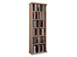 Media-Regal Vcm "Holz Cd Dvd Stand Regal Schrank Vetro GlastüR", Braun (Sonoma, Eiche), B:31Cm T:18Cm, Regale