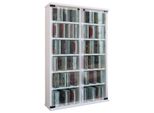 Media-Regal Vcm "Holz CD DVD Stand Regal Schrank Galerie GlastüR", Weiß, B:60Cm T:18Cm, Regale