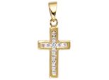 KreuzanhäNger Jobo "AnhäNger Kreuz", Gold (Gelbgold 333), SchmuckanhäNger, Damen, Gelbgold 333, 333 Gold Mit Zirkonia