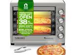 TurboTronic Minibackofen – EVS38 – 38 l, 2000 W, Umluft, Drehspieß, Edelstahl, 2 Backbleche, Timer, Innenbeleuchtung, kompakter Tisch-, Pizza- und Campingofen