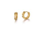 Paar Creolen Firetti "Schmuck Geschenk Edelstahl Ohrschmuck Ohrringe Classic", Gelbgoldfarben, Kristallweiß, Kristallweiß, Ohrringe, Damen, 13,6Mm, Edelstahl, Mit Zirkonia (Synth.)