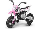 Kinder Elektro-Motorrad, 12V 4.5AH Kinder Motorrad mit Stützrädern, Bluetooth, Federung, Musik , 3-Rad-Motorrad für Jungen Mädchen von 3-8 Jahren,Pink