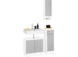 BadmöBel-Set Welltime "Ribera", Grau (Weiß, Hellgrau), Holzwerkstoff, KastenmöBel-Sets, BadmöBel-Set, Waschplatz, HäNgeschrank, Unterschrank