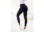 Leggings Lascana, Damen, Gr. 36/38, N-Gr, Schwarz, Single Jersey, Obermaterial: 95% Baumwolle, 5% Elasthan, Unifarben, Basic, Basic Lang, Hosen Leggings, Mit Breitem BüNdchen, Topseller