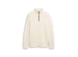 Tom Tailor Denim Herren Relaxed Fit Troyer Strickpullover, Weiß, Uni, Gr. Xs
