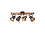 Brilliant Lampe, Decca Spotbalken 4Flg Schwarz Stahl, 4X A60, E27, 10W, Holz Aus Nachhaltiger Waldwirtschaft (Fsc)