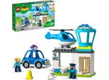 LEGO 10959 DUPLO Polizeistation mit Hubschrauber, Polizeiauto und Steine, Polizei-Spielzeug für Kleinkinder ab 2 Jahre, Lernspielzeug für Mädchen und Jungen