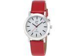 Funkuhr ETT Station Watch, rot, Armbanduhren, Damen, Funkuhr, Armbanduhr, Damenuhr, Solar, Lederarmband