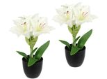 Kunstblume I.Ge.A. "Amaryllis Im Topf", Weiß, B:17Cm H:28Cm L:14Cm, Polyester, Kunstpflanzen, 2Erset Blume Weihnachtsblume Weihnachtsdeko Winterblume Floristik Deko