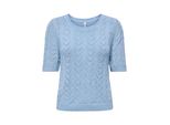 Kurzarmpullover Only "Onlsunny Ss O-NECK Knt", Damen, Gr. M, Soft Chambray, Strick, Obermaterial: 55% Polyacryl, 45% Nylon, Unifarben, Regular Fit Normal, Rundhals, Pullover, Kunstfaser, Regular Fit, Rundhals