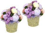 Kunstblume I.Ge.A. "Gesteck Aus BlüTen Eier", Lila (Violett), B:15Cm H:15Cm L:15Cm, Kunstpflanzen, Im Topf, 2Er Set, Blumengesteck