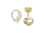 Paar Ohrstecker Jobo, Gold (Gelbgold 333, Weiß), Ohrringe, Damen, Gelbgold 333, 333 Gold Bicolor Mit Zirkonia