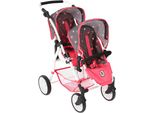 Puppen-Zwillingsbuggy CHIC2000 "Twinny, Butterfly", Bunt (Butterfly Koralle), Puppenwagen, Kinderb:63Cm H:77Cm T:63Cm, Kunststoff, Metall, Stoff, Mit Schwenkbaren VorderräDern, B:63Cm H:77Cm T:63Cm
