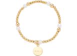 Armband Leonardo "Mathilde", Gold (Gelbgoldfarben, Weiß), ArmbäNder, Damen, 18,5Cm, Edelstahl Perlen Polyurethan, Edelstahl, Perlen, Polyurethan, Armband, Mit Perle (Imitiert)