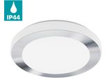 Eglo Deckenleuchte "Led Carpi Deckenlampe, Stahl Und Kunststoff, IP44, Badezimmerlampe", Weiß (Chromfarben, Weiß), 1, Ø 38,5Cm H: 7,5Cm, Leuchten, Wand-/Deckenleuchte, H7,5 X Ø38,5 Cm, Weiß, Chrom, 3X7,3W Inkl., Deckenleuchte