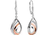 Paar OhrhäNger Firetti "Schmuck Geschenk Silber 925 Ohrschmuck Ohrringe Tropfen Bicolor", Rosa (Silberfarben, RoséGoldfarben, Kristallweiß, Kristallweiß), Ohrringe, Damen, Silber 925 (Sterlingsilber), Mit Zirkonia (Synth.)