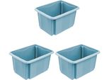 Aufbewahrungsbox keeeper "Emil, 3Er Set, 15 L, 38 X 28,5 X 20,5 Cm", Blau (Nordic Blau), B:38Cm H:20,5Cm T:28,5Cm, Kunststoff, Aufbewahrungsboxen, Aufbewahrungsbox, Ineinander Und Aufeinander Stapelbar