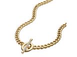 Kette Ohne AnhäNger Fossil "Schmuck Geschenk Edelstahl Carlie T-BAR", Gold (Gelbgoldfarben, Kristallweiß), Halsketten, Damen, Edelstahl, L: 45,5 B: 4Mm, Mit Glasstein, B:4Mm