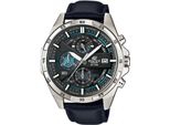 Chronograph Casio Edifice, Schwarz (Blau, Schwarz), Armbanduhren, Herren, Chronograph, Quarzuhr, Armbanduhr, Herrenuhr, Stoppfunktion, Datum, Lederarmband