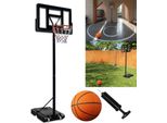 XMTECH Basketballständer 230-305cm höhenverstellbar, Basketballkorb mit Ständer, Basketball, Luftpumpe, Basketballanlage rollbar, Korbanlage geeignet für Outdoor & Indoor