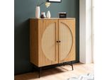 Kommode In Eiche Dekor 80 Cm Sideboard Mit 2 TüRen Aus Wiener Rattan Geflecht Design Highboard