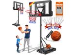 KESSER® Basketballkorb Set höhenverstellbar 160-210cm Mobiler Basketballständer mit Rollen, Backboard, Basketball, Pumpe & 2 Netzen - Indoor & Outdoor Basketballanlage für Kinder & Erwachsene