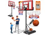 KESSER® Basketballkorb Set höhenverstellbar 160-210cm Mobiler Basketballständer mit Rollen, Backboard, Basketball, Pumpe & 2 Netzen - Indoor & Outdoor Basketballanlage für Kinder & Erwachsene