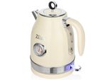 Zilan Retro Wasserkocher Edelstahl 1,7L Kabellos Mit 360° Basis 2200W Beige
